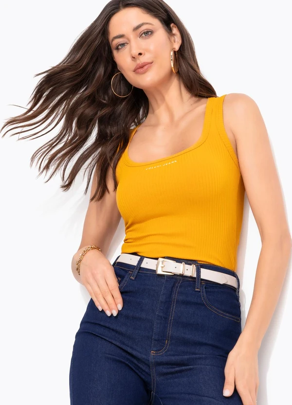 Colcci Jeans - Regata Canelada Cj Amarelo