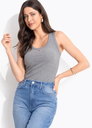 Colcci Jeans - Regata Canelada Cj Cinza - COLCCI JEANS