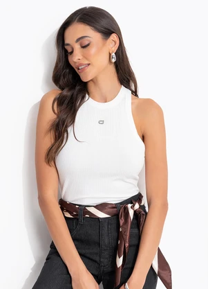 Colcci Jeans - Regata Canelada Cj Off White - COLCCI JEANS