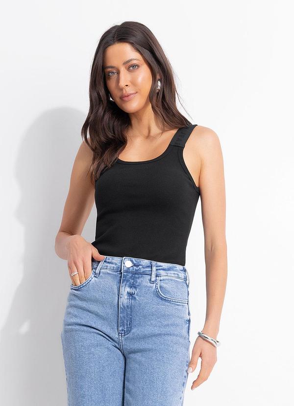 Colcci Jeans - Regata Canelada Cj Preto