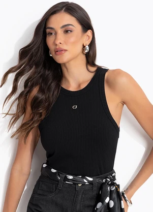 Colcci Jeans - Regata Canelada Cj Preto - COLCCI JEANS