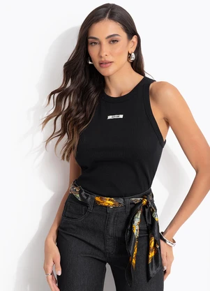 Colcci Jeans - Regata Canelada Cj Preto - COLCCI JEANS