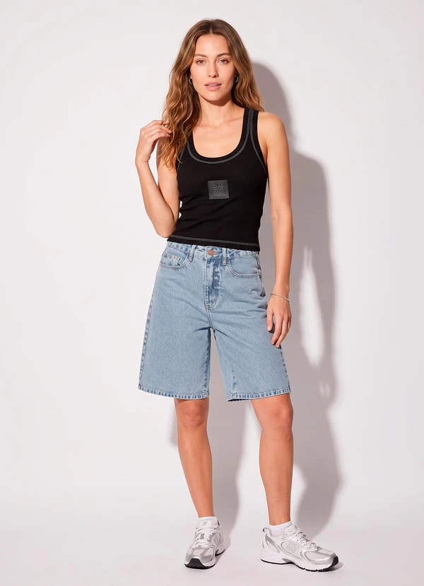 Colcci Jeans - Regata Canelada Cj Preto