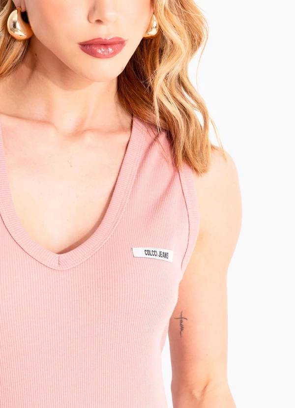 Colcci Jeans - Regata Canelada Cj Rosa