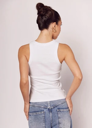Sofie - Regata Canelada com Aplicações de Strass Branco - SOFIE