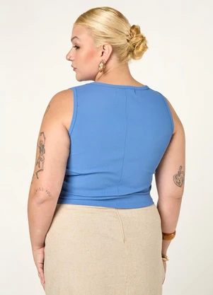 Elegance - Regata Canelada Cropped Essentials Azul Parisian - ELEGANCE