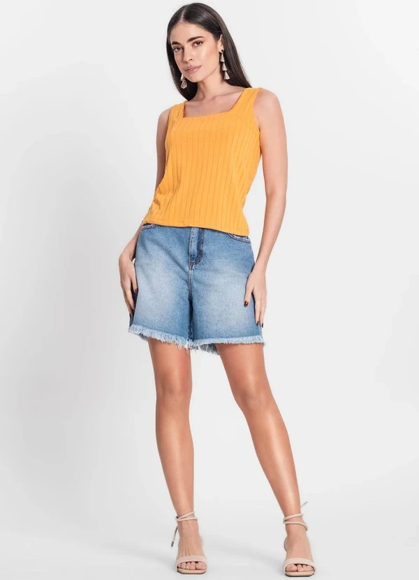 Infinita Cor - Regata Canelada Feminina Amarelo 3