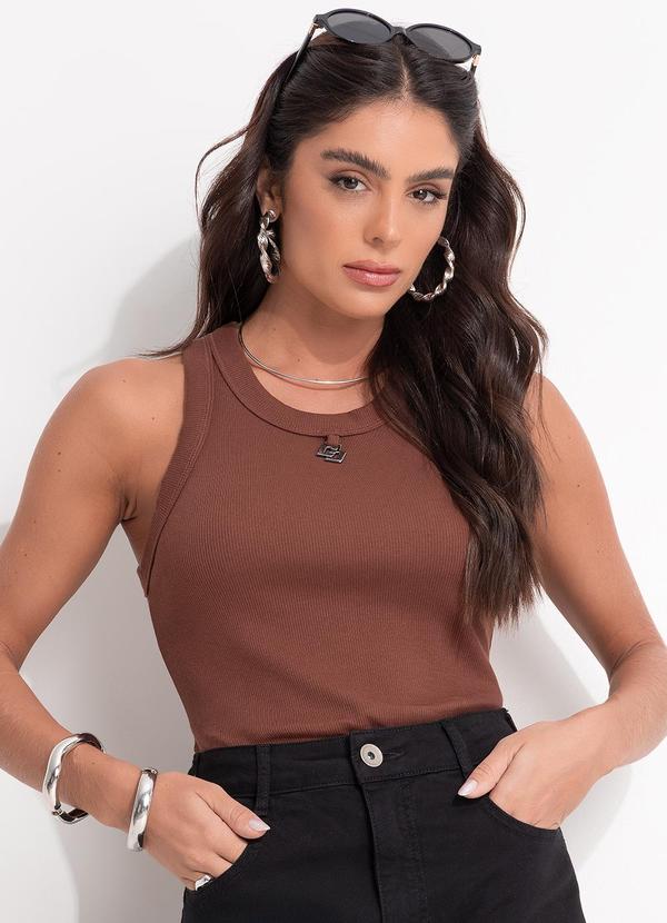 Colcci - Regata Canelada Marrom