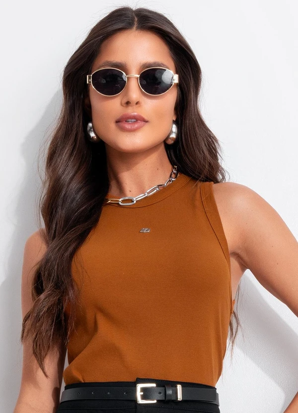 Colcci - Regata Canelada Marrom