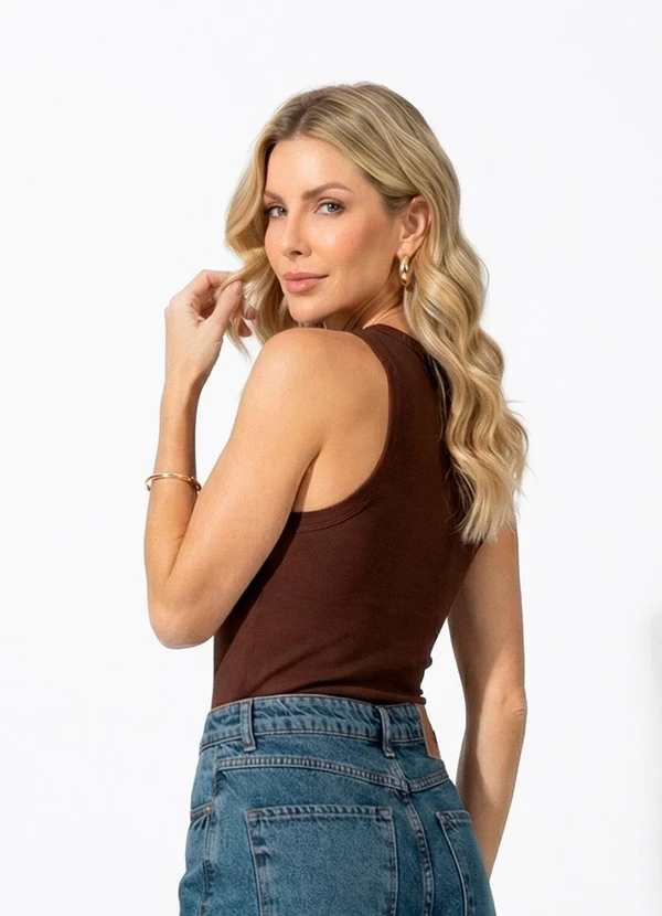 Colcci - Regata Canelada Marrom 2