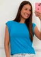Doce Tom - Blusa Regata Malha com Ombreiras Off - variação: Azul