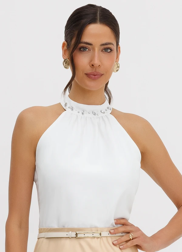 Principessa - Blusa Cava Americana em Crepe Off White Maristela 5