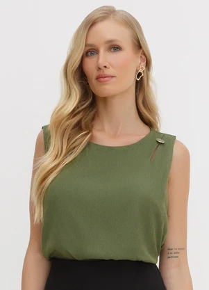 Principessa - Regata com Botão Orgânico no Ombro Verde Greicy - PRINCIPESSA