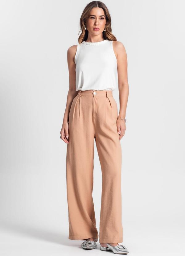 Rovitex - Regata com Decote Trabalhado Bege 3