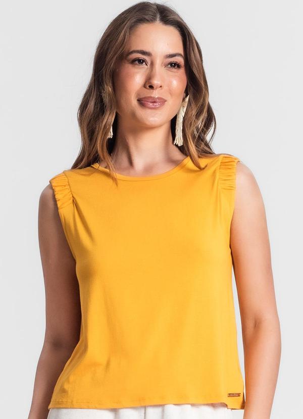 Rovitex - Regata com Detalhes no Ombro Amarelo