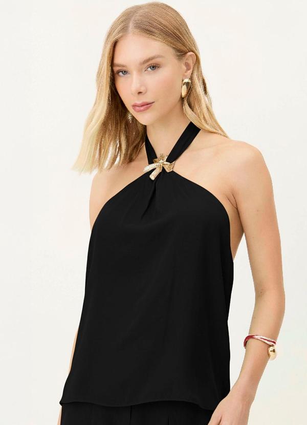 Carlota Costa - Regata com Flor Decote Preto