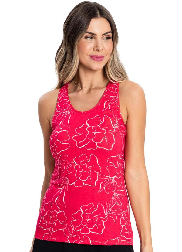 Rovitex - Regata com Flores Feminina Viscotorcion Vermelho 1