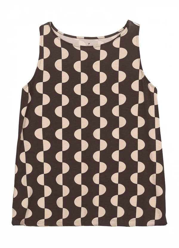 Malwee - Regata Comfort Geométrica em Viscose Marrom