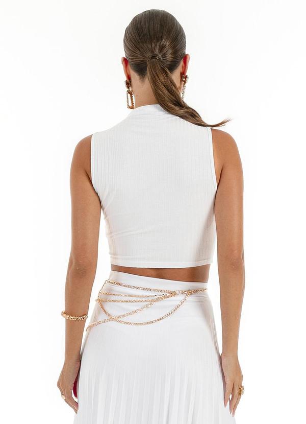 Habana - Regata Cropped em Canelado Branco 2