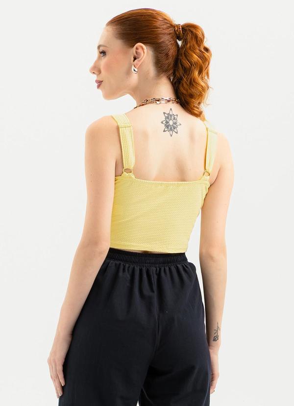 Cativa - Regata Cropped em Cotton Amarelo Claro 2