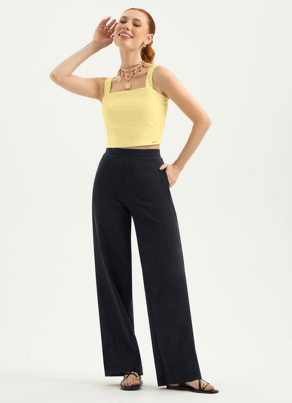 Cativa - Regata Cropped em Cotton Amarelo Claro 3