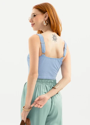 Cativa - Regata Cropped em Cotton Azul Claro - CATIVA