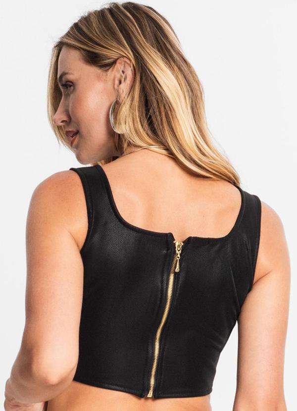 Endless - Regata Cropped Feminina em Suede Preto 2