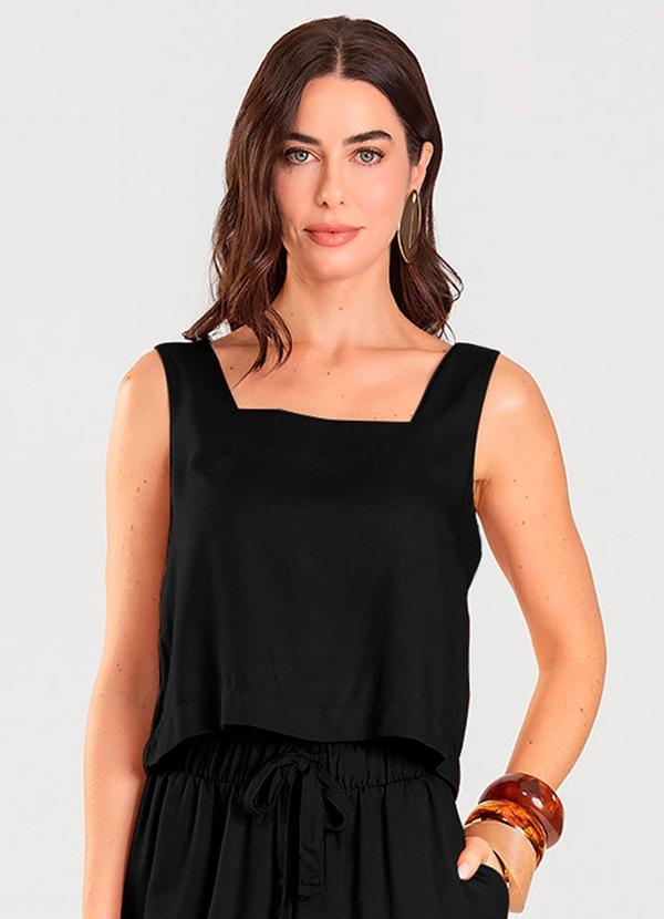 Dianna - Regata Cropped Feminina Preto