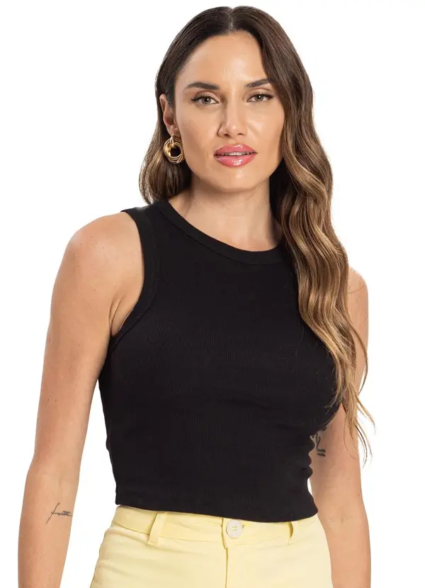 Rovitex - Regata Cropped Feminina Ribana Preto