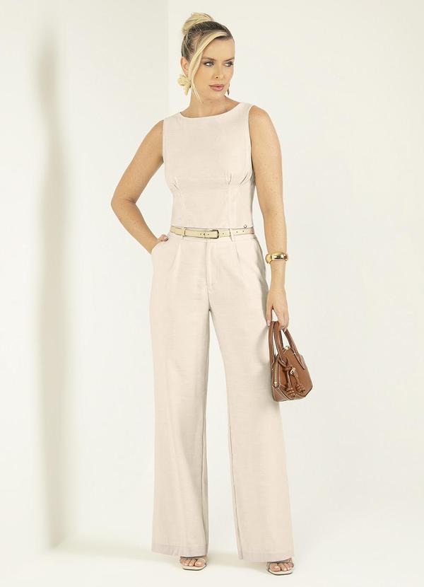 Gris - Regata Cropped Tecido Alfaiataria Bege 3