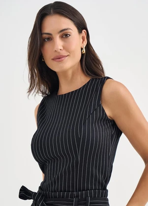 Principessa - Regata de Malha Risca de Giz Preto / Branco Damara - PRINCIPESSA