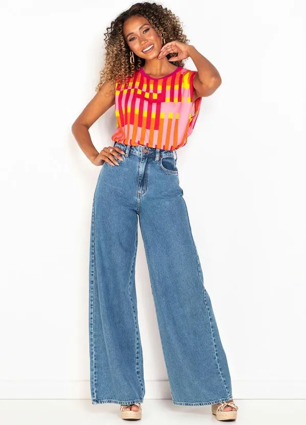 Forum - Regata de Viscose Estampada Rosa 3