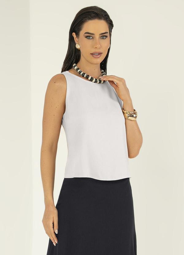 Gris - Regata Decote Canoa em Viscose Off White