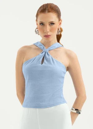 Cativa - Regata Decote Gota Canelada Azul Claro - CATIVA