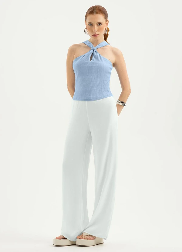 Cativa - Regata Decote Gota Canelada Azul Claro 5