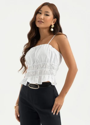 Cativa - Regata Decote Quadrado em Algodão Branco  - CATIVA