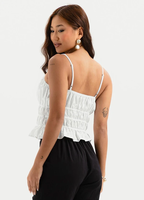 Cativa - Regata Decote Quadrado em Algodão Branco 2