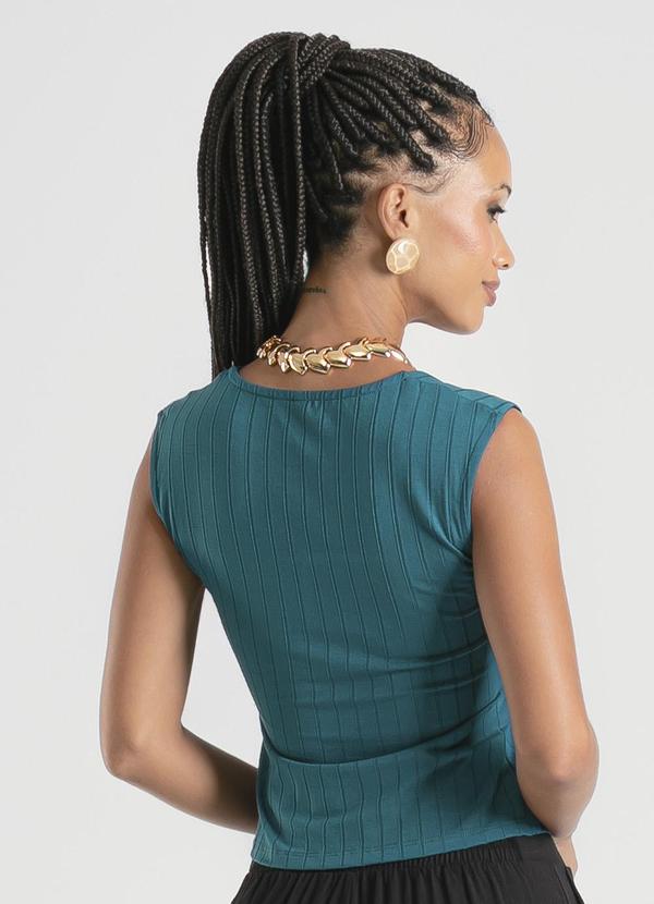 Cativa - Regata Decote Quadrado em Canelado Verde Escuro 2