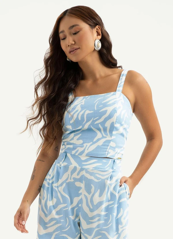 Cativa - Regata Decote Quadrado em Viscose Azul Claro 1