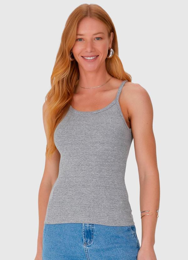 Malwee - Regata Decote Redondo em Malha Algodão Cinza