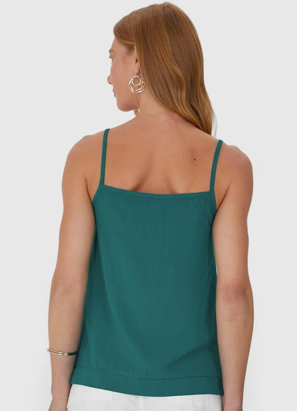 Malwee - Regata Decote V Alça Fina em Viscolinho Verde 2