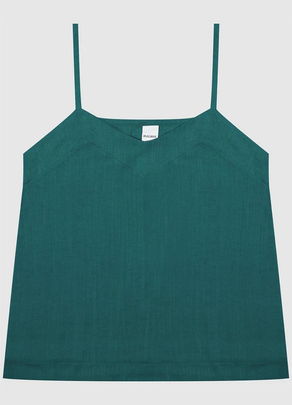 Malwee - Regata Decote V Alça Fina em Viscolinho Verde 6