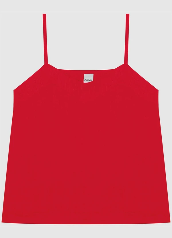 Malwee - Regata Decote V Alça Fina em Viscolinho Vermelho 6