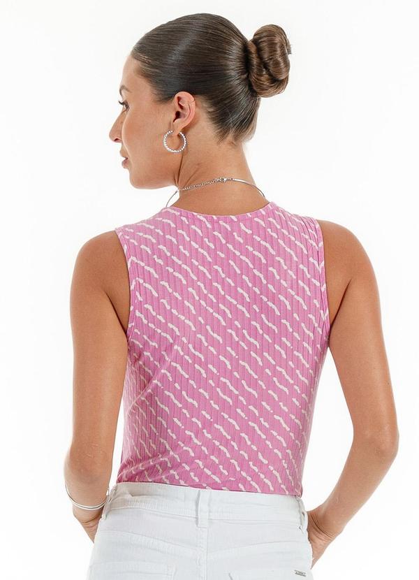 Habana - Regata Decote V em Canelado Rosa 2