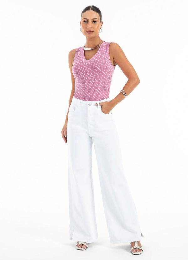 Habana - Regata Decote V em Canelado Rosa 4