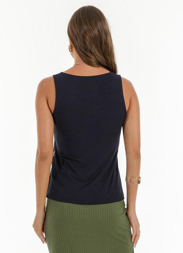 Habana - Regata Decote V em Misturinha Preto 2