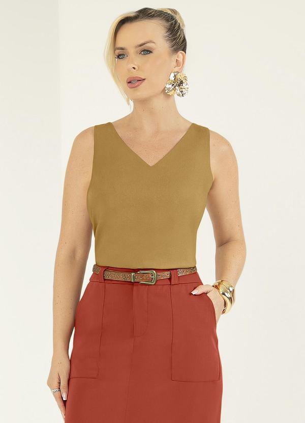 Gris - Regata Decote V em Viscose Marrom