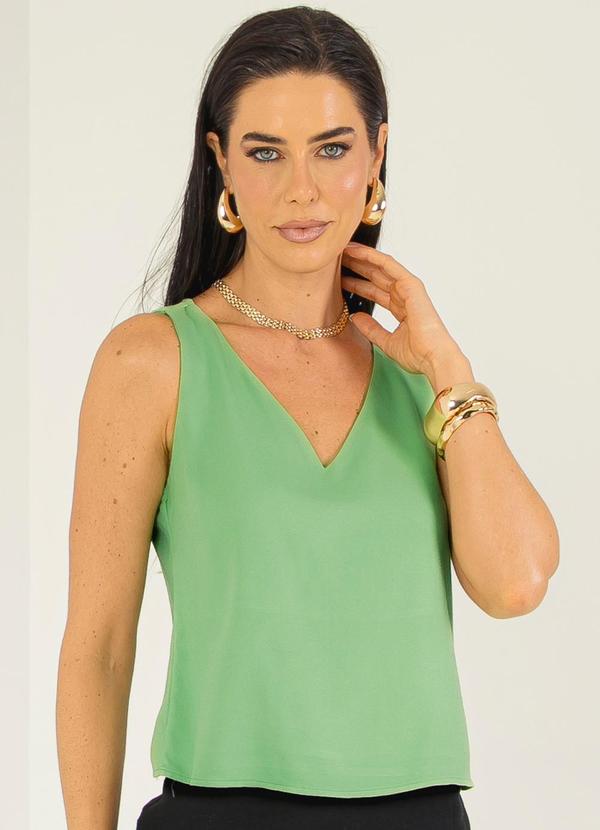 Gris - Regata Decote V em Viscose Verde Claro 1