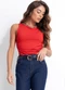 Colcci - Regata Drapeada Bege - variação: Vermelho