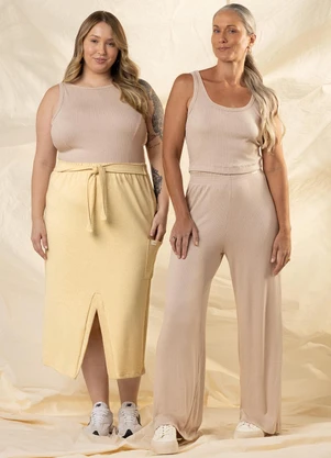 Marialícia - Regata Duas Formas de Uso Comfy Bege - MARIALÍCIA